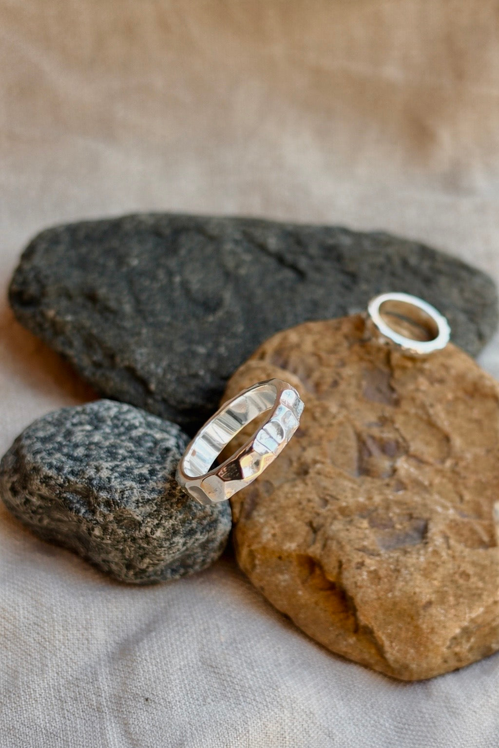 Sterling Silver Facet Ring